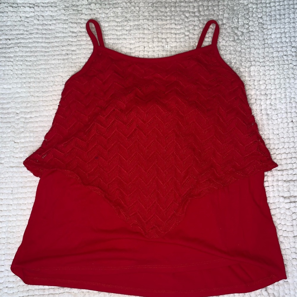 Red chevron girls tank top.